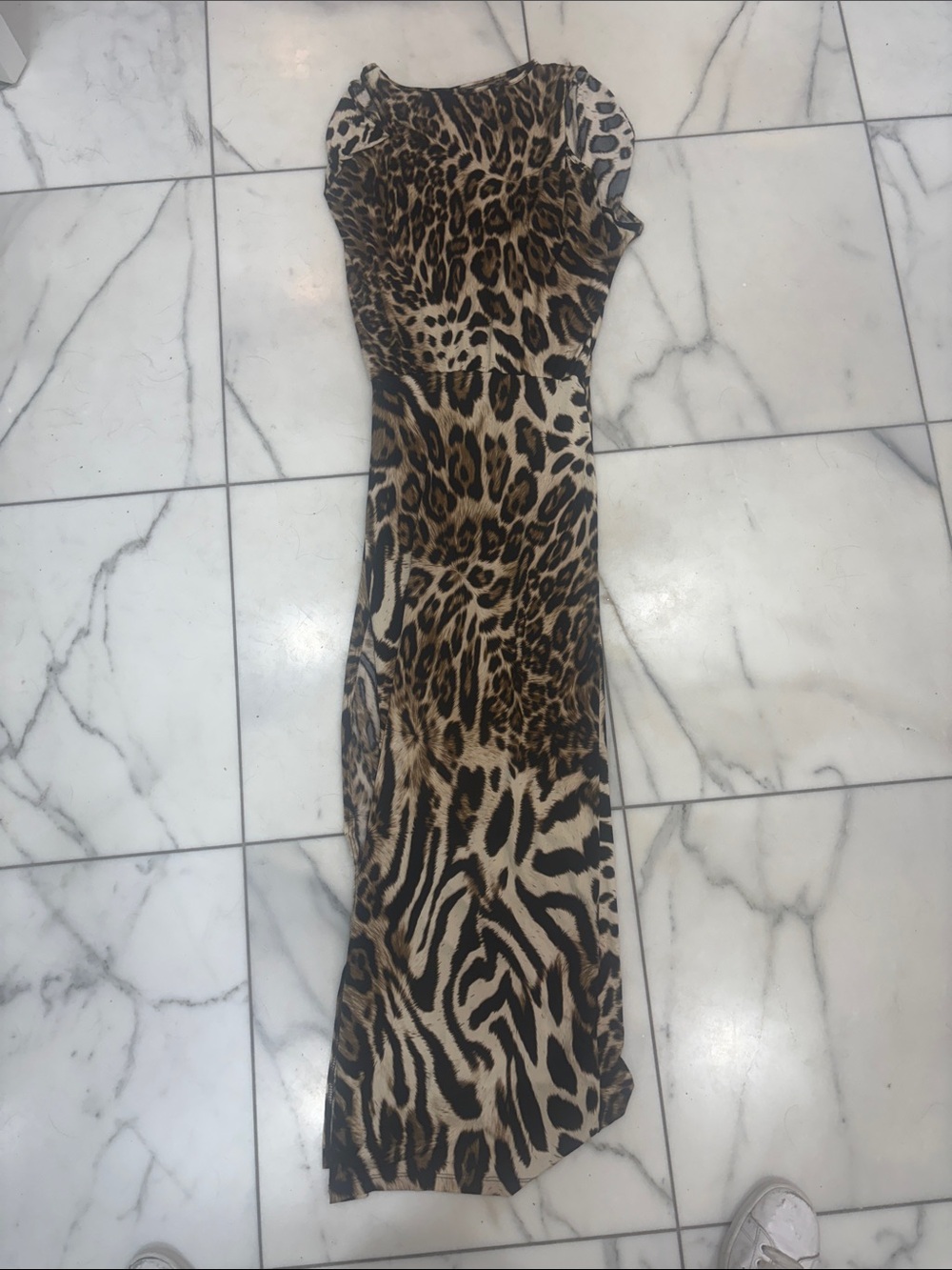 cameo Leopard Print Brown & Black Maxi Dress